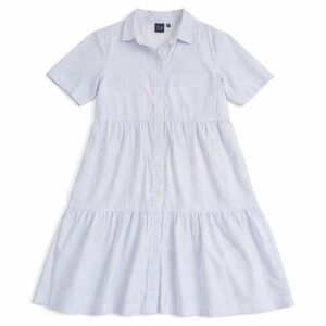 Gap Cotton Dress – S Blue White Stripe Tiered Button Down